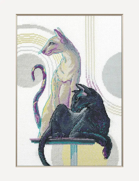 Aine siuvinėjimo rinkinys „Mistinės katės“ – kryželiu, dizainas 21×30 cm