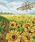 MP Studia „Saulėgrąžų jūra“ — siuvinėjimo komplektas Aida 14, 10×11 cm, 19 spalvų - kaSiulai.lt
