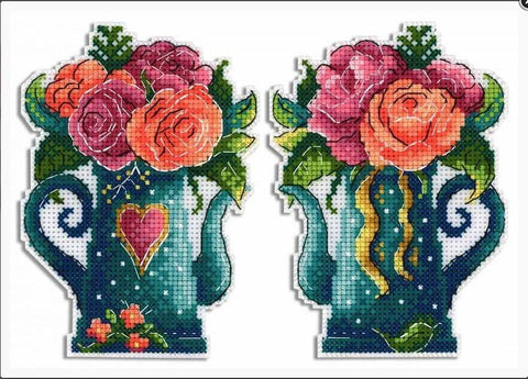 MP Studia siuvinėjimo komplektas "Meilės gėlės" — Aida 14, 20 spalvų, 9×13 cm - kaSiulai.lt