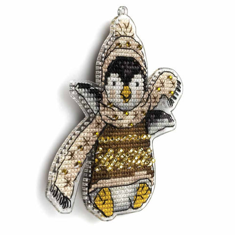 Wonderland Crafts Kalėdinis siuvinėjimo kryželiu komplektas ant plastikinio ruošinio – eglutės žaisliukas 9×9 cm