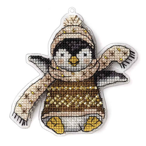 Wonderland Crafts Kalėdinis siuvinėjimo kryželiu komplektas ant plastikinio ruošinio – eglutės žaisliukas 9×9 cm