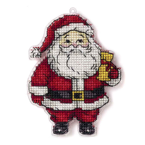 Perforuoto plastiko siuvinėjimo rinkinys kryželiu — kalėdinis eglutės žaisliukas 9×7 cm