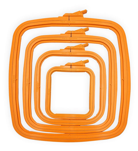 Oranžinis tvirtas plastikinis stačiakampis siuvinėjimo rėmas 19,5×22 cm - kaSiulai.lt