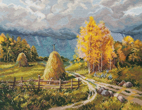 Oven „Rudens perkūnija“ — siuvinėjimas kryželiu, 40×30 cm, 16 ct - kaSiulai.lt