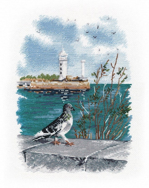 Oven siuvinėjimo komplektas kryželiu „Prie vandens“ 18×24 cm, 20 spalvų - kaSiulai.lt