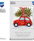 Pagalvėlės užvalkalo siuvinėjimo komplektas — Kalėdinis automobilis (kryželiu) - kaSiulai.lt