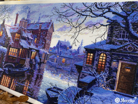 Panoraminis detalaus dizaino skaičiuoto kryželio komplektas „Šiaurės Venecija“, 57,5×28 cm - kaSiulai.lt