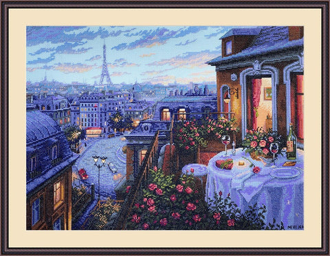 Paryžiaus vakaras „Deja Vu“ — siuvinėjimo rinkinys, Aida 16 (30×40 cm) - kaSiulai.lt