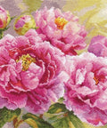 Peonijų siuvinėjimo komplektas „Bijūnai“, 40×30 cm, 14 ct, 45 spalvų - kaSiulai.lt