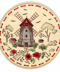 Perforuoto medžio siuvinėjimas kryželiu „Kaimo malūnas“, 18×18 cm - kaSiulai.lt