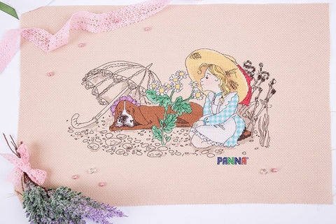 Pilnas siuvinėjimo kryželiu komplektas „Ramunėlės“ - kaSiulai.lt