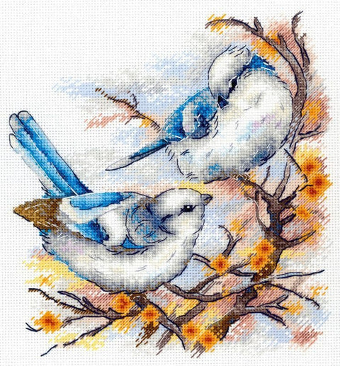 Plunksnuoti aristokratai — kryželiu siuvinėjimo komplektas 20×18 cm - kaSiulai.lt