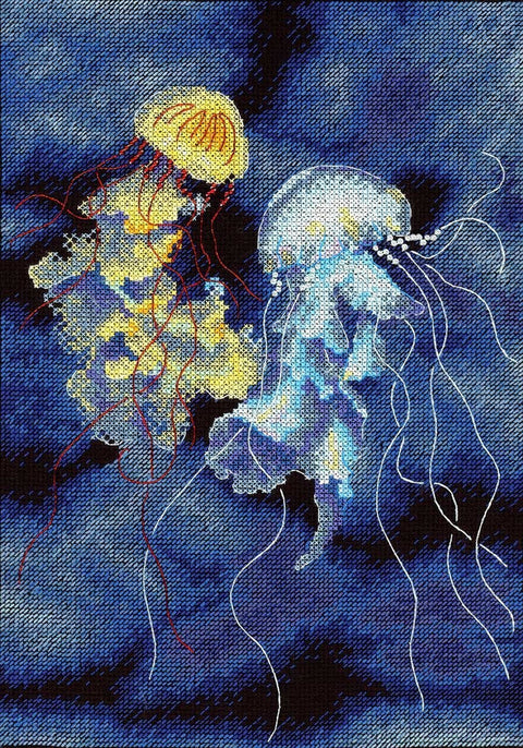 "Povandeninė magija" — siuvinėjimas kryželiu, 25×18 cm - kaSiulai.lt
