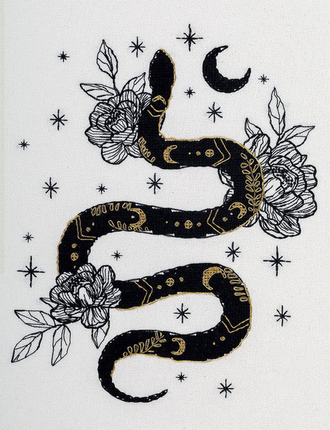 Prabangus kryželiu siuvinėjimo komplektas „Juodo aukso gyvatė“ - kaSiulai.lt