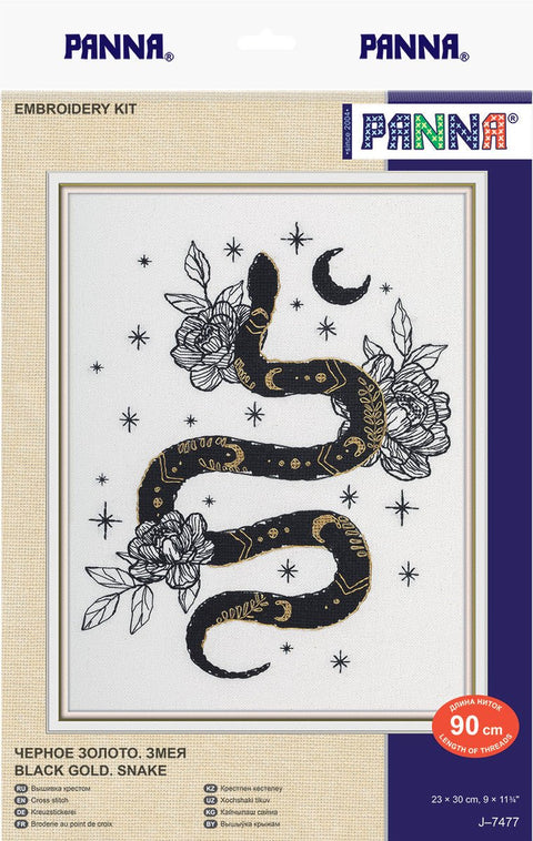 Prabangus kryželiu siuvinėjimo komplektas „Juodo aukso gyvatė“ - kaSiulai.lt