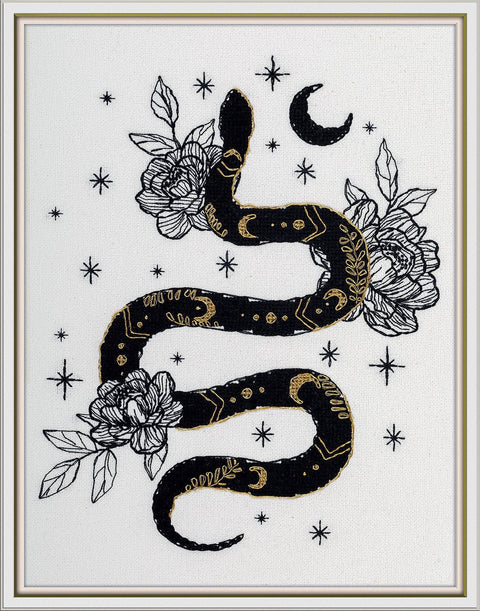 Prabangus kryželiu siuvinėjimo komplektas „Juodo aukso gyvatė“ - kaSiulai.lt
