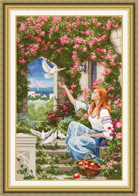 Prabangus siuvinėjimo komplektas kryželiu „Lovely Day“, Aida 18, Madeira, 71×45 cm - kaSiulai.lt