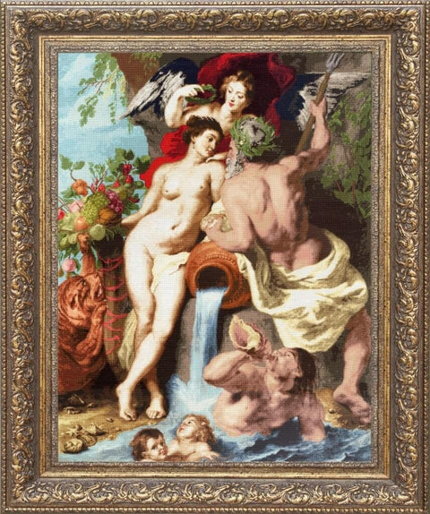 Prabangus siuvinėjimo komplektas kryželiu su mitologine pora - kaSiulai.lt
