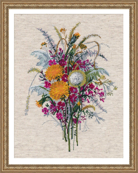 Premium lininis siuvinėjimo komplektas „Vasaros gėlės“, 22×30 cm - kaSiulai.lt