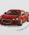 Raudono sportinio automobilio kryželių rinkinys 9×6 cm (Aida 14 ct, 10 spalvų) - kaSiulai.lt