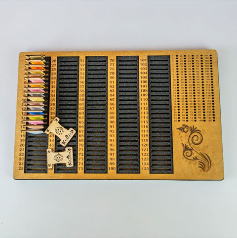 Siūlų ričių organizatorius su adatų pagalvėle, 125 vietos, 45 x 28 cm