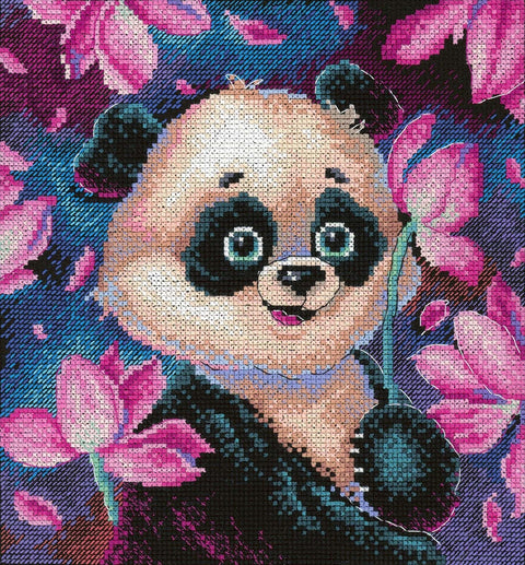 Romantiška panda — kryželiu siuvinėjimo komplektas dovanai ir laisvalaikiui - kaSiulai.lt
