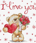 Romantiškas siuvinėjimo komplektas kryželiu „I Love You“, 20 × 22 cm - kaSiulai.lt