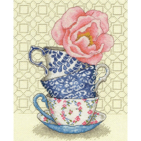Rožių arbata (20.3 x 25.4 cm) - DIMENSIONS siuvinėjimo kryželiu rinkinys - kaSiulai.lt