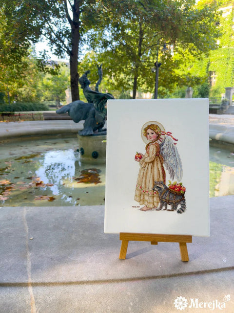 Rudeninis kryželiu siuvinėjimo komplektas „Obuolių skynimo metas“, 17×27 cm - kaSiulai.lt