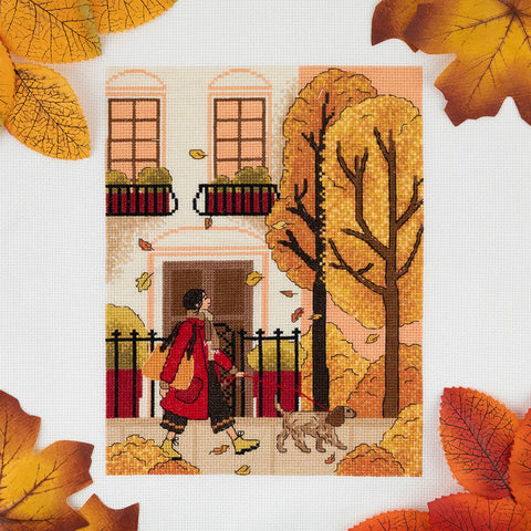 Rudeninis pasivaikščiojimas — siuvinėjimo komplektas kryželiu dovanai - kaSiulai.lt