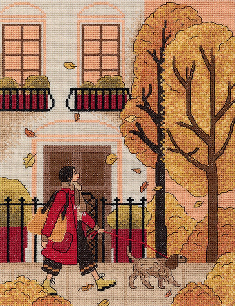 Rudeninis pasivaikščiojimas — siuvinėjimo komplektas kryželiu dovanai - kaSiulai.lt