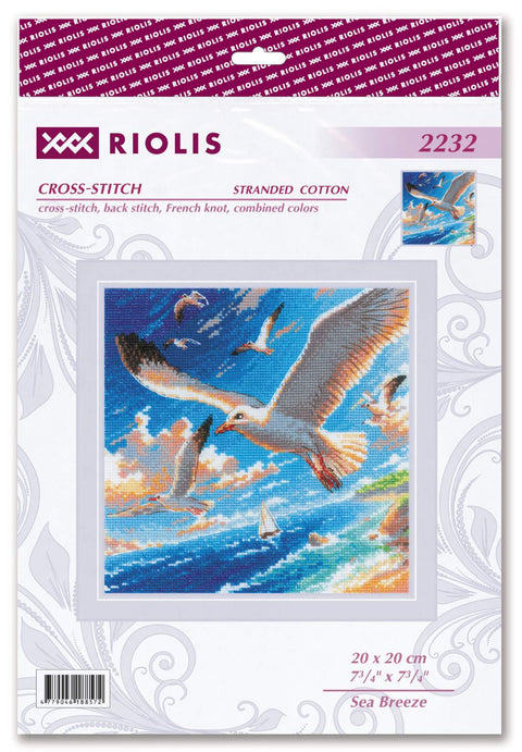 RIOLIS siuvinėjimo rinkinys "Sea Breeze" Nr. 2232 — 20×20 cm, 22 spalvos