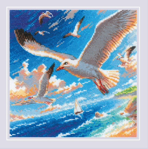 RIOLIS siuvinėjimo rinkinys "Sea Breeze" Nr. 2232 — 20×20 cm, 22 spalvos