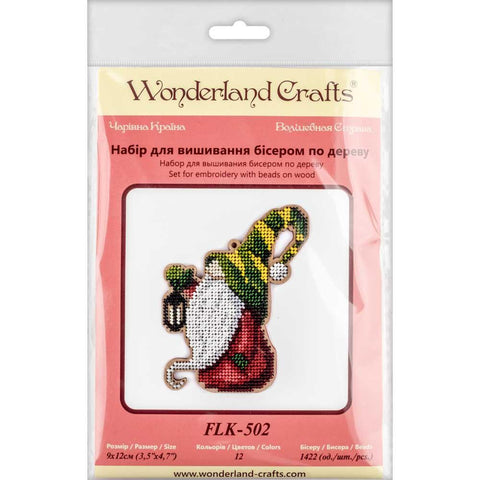Wonderland Crafts siuvinėjimo karoliukais rinkinys ant medinio pagrindo, figūrinė fanera 9×12 cm (1422 karoliukai, 12 spalvų)