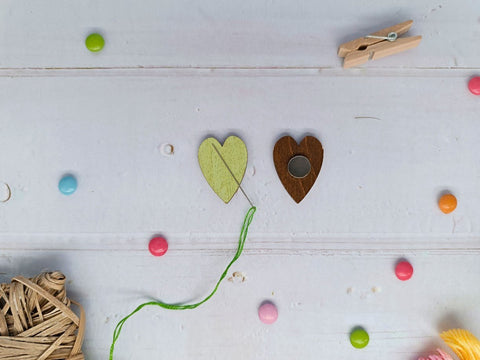 Širdelės formos žalias magnetinis adatų dėklas KF059/61G - kaSiulai.lt