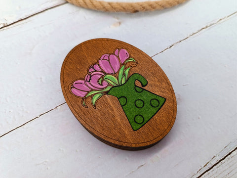 Siuvimo adatų medinis dėklas „Tulpės“ KF056/120P - kaSiulai.lt