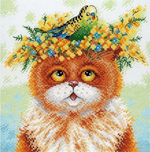 Siuvinėjimas kryželiu „Draugystės istorija“ — komplektas Aida 18, 20×20 cm - kaSiulai.lt