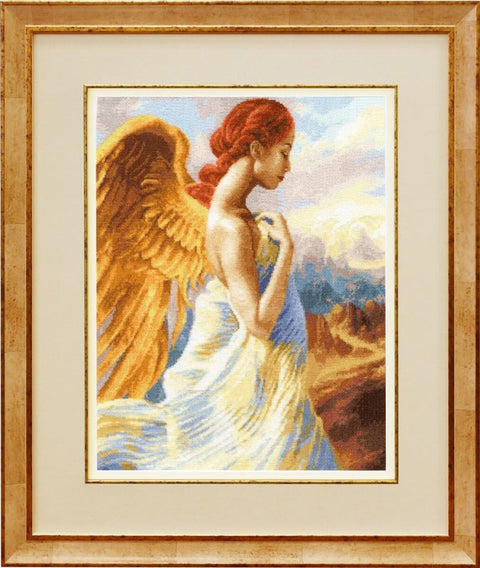 Siuvinėjimas kryželiu „Gražus angelas“ — Aida 16, 38×30 cm, 44 spalvos - kaSiulai.lt
