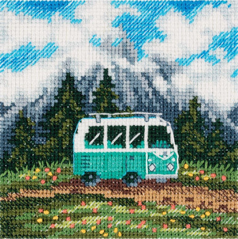 Siuvinėjimas kryželiu „Kelionė ant ratų“ — dovana kelionių mėgėjams - kaSiulai.lt