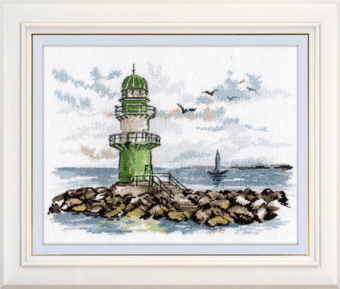 Siuvinėjimas kryželiu — komplektas ant Aida 16, 21 spalva, 28×20 cm, jūrinis motyvas - kaSiulai.lt