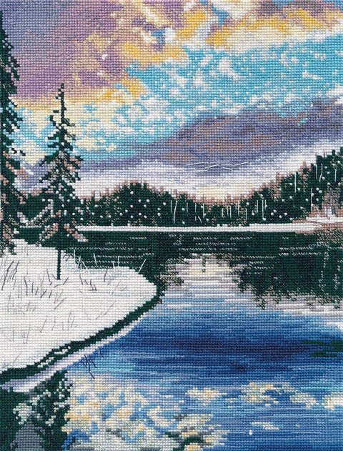 Siuvinėjimas kryželiu „Šerkšnotas vakaras“, 20×27 cm, 16 ct Zweigart - kaSiulai.lt