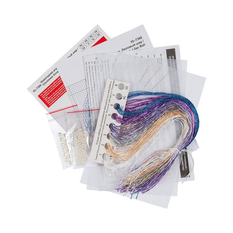 Siuvinėjimas kryželiu — violetinis kalėdinis burbulas - kaSiulai.lt