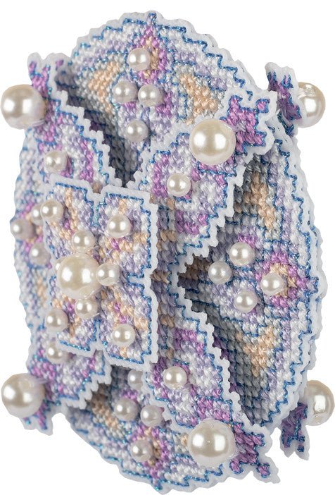 Siuvinėjimas kryželiu — violetinis kalėdinis burbulas - kaSiulai.lt