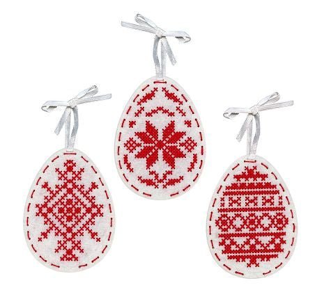 Siuvinėjimo ant veltinio rinkinys „Velykų tradicijos“ — 3 dekoratyvūs kiaušiniai - kaSiulai.lt