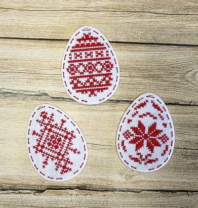 Siuvinėjimo ant veltinio rinkinys „Velykų tradicijos“ — 3 dekoratyvūs kiaušiniai - kaSiulai.lt