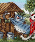 Siuvinėjimo komplektas Aida 18 ct — 27 spalvų „Pasimatymas prie šulinio“ 13×18 cm - kaSiulai.lt