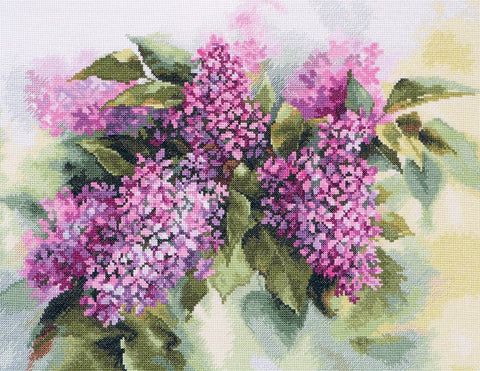 Siuvinėjimo komplektas Alisa — akvarelinės alyvos motyvas, Aida 14, 41×30 cm - kaSiulai.lt