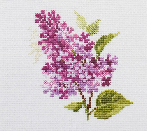 Siuvinėjimo komplektas "Alyvų šakelė" (Aida 14), 11×11 cm, 10 spalvų - kaSiulai.lt