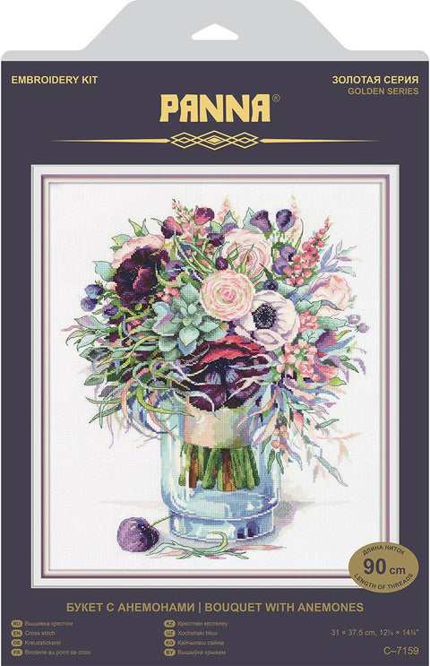 Siuvinėjimo komplektas „Anemonų puokštė“ — gėlių motyvas dovanai - kaSiulai.lt