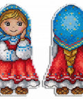 Siuvinėjimo komplektas „Anūkėlė Maša“ — Aida 14, 20 spalvų, 11×7 cm - kaSiulai.lt